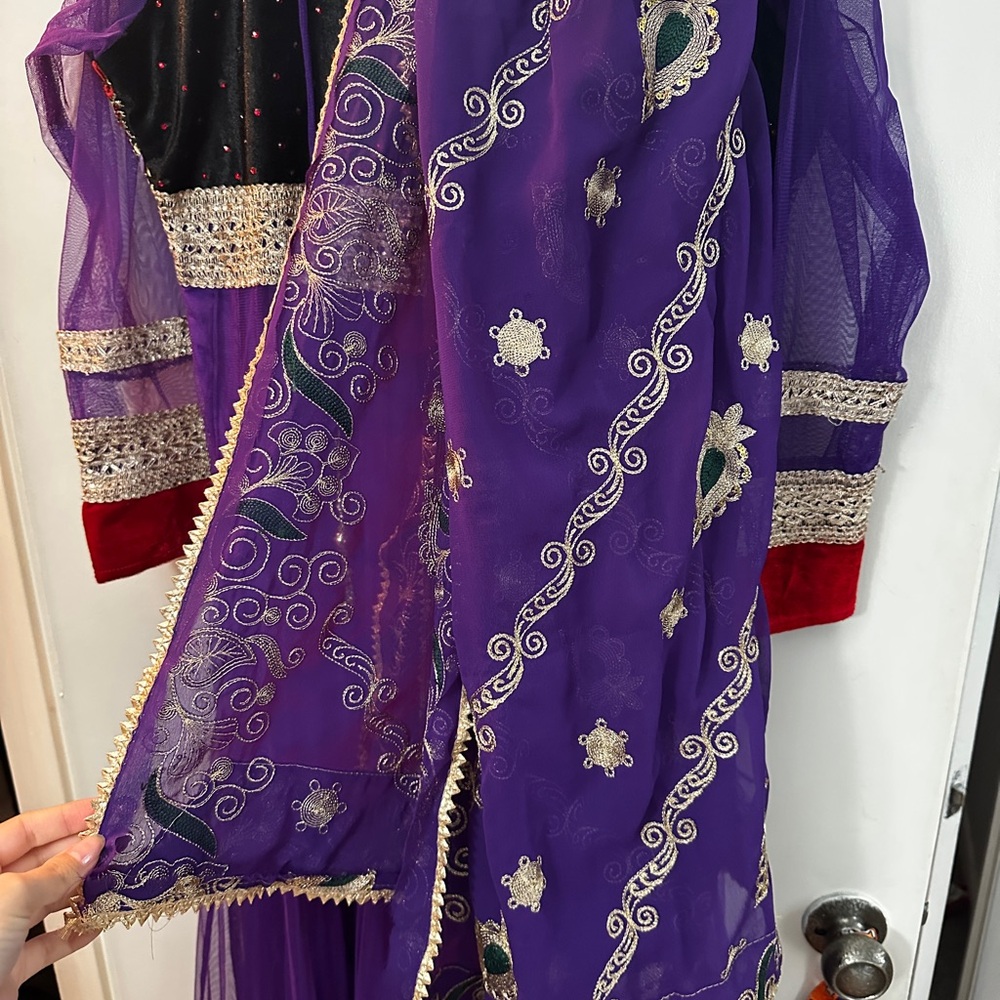 Ethnic Indian Wear Purple and Red Maxi Dress - Picture 13 of 15